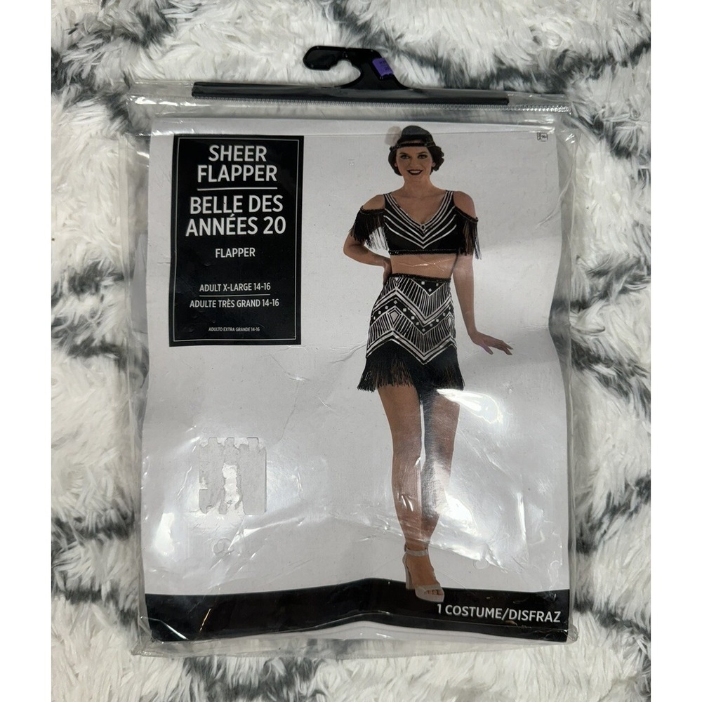 SUIT YOURSELF Sheer Flapper Top Skirt Halloween Costume Women's XL (14-16) *NEW*